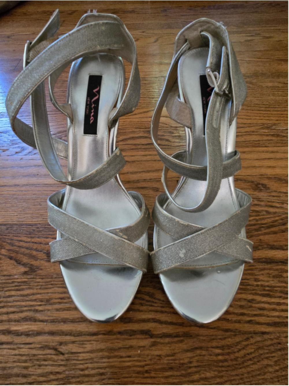 Women's Nina Silver Stiletto Heels Size 10